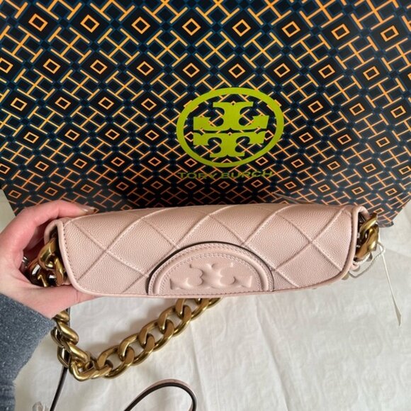 Tory Burch Fleming Soft Grain Mini Crescent Bag Crossbody Bag Shoulder Bag Blush - Picture 6 of 14